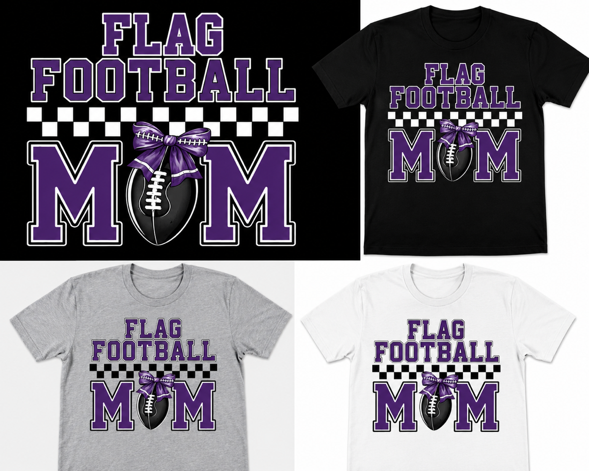14 Flag Football Mom Checkered Tee