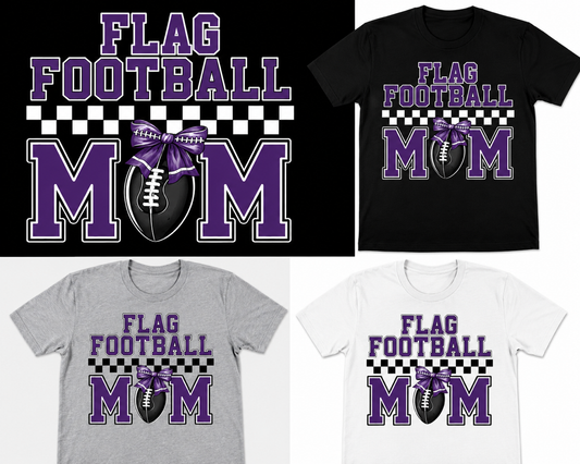 14 Flag Football Mom Checkered Tee